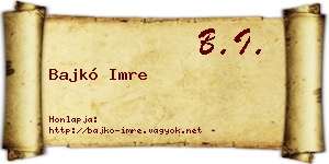 Bajkó Imre névjegykártya